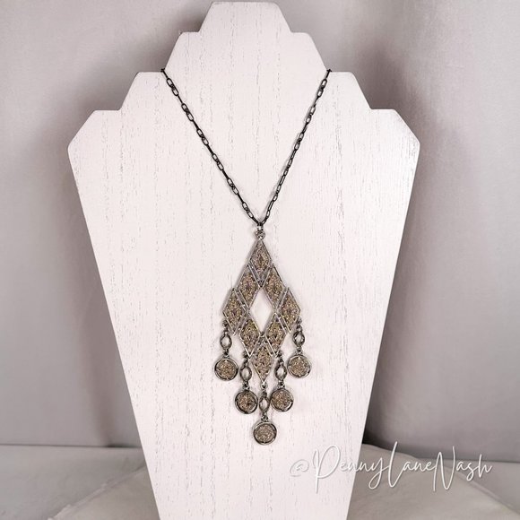 Vintage Jewelry - Vintage Diamond Shape w/ 5 Dangles Pendant Necklace 1970s